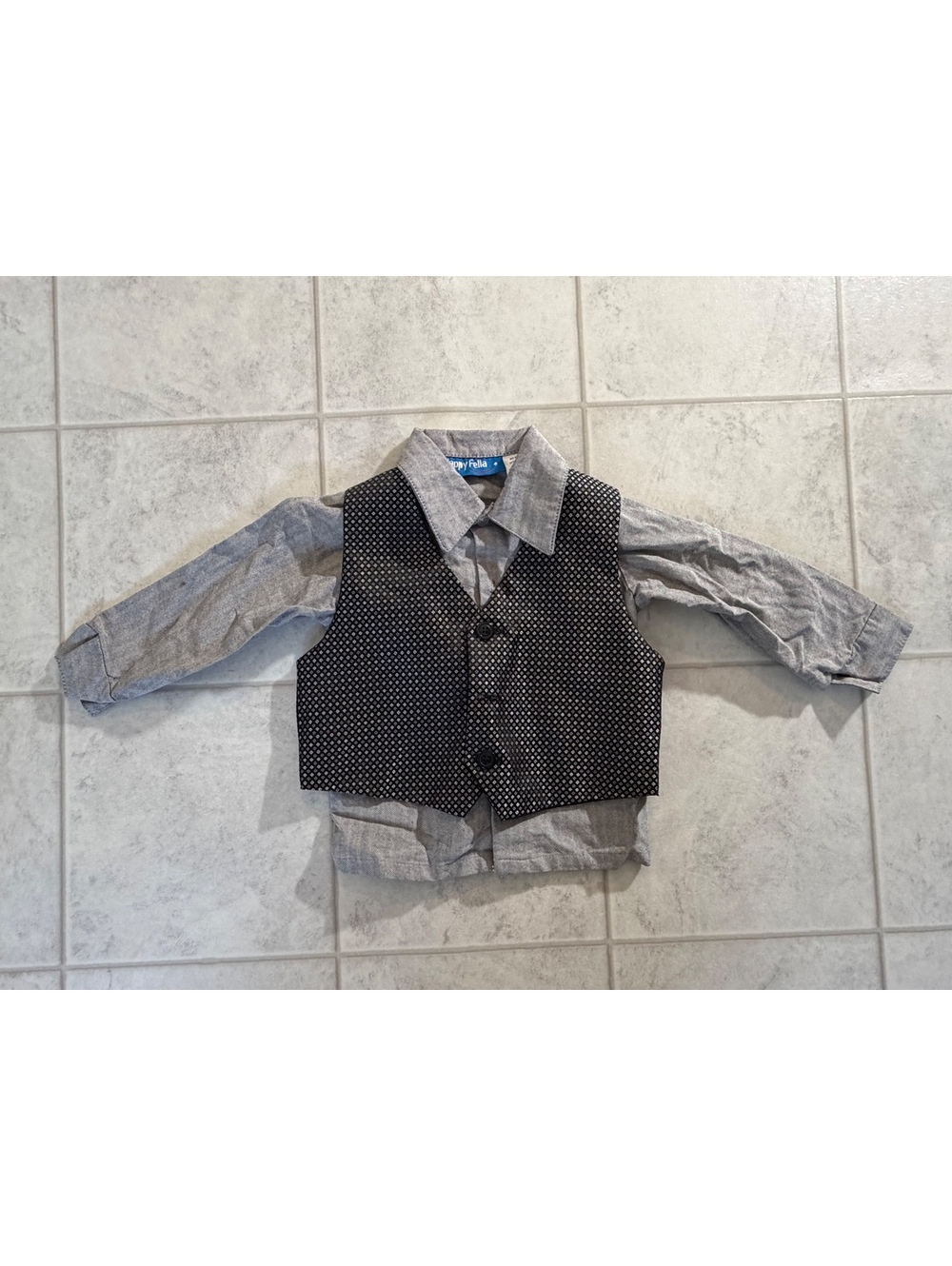 Happy Fella Toddler Boys' Dress Shirt and Vest Set Size 24 Months